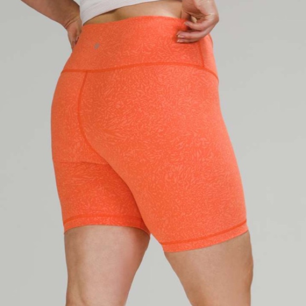 LULULEMON NWT WUNDER TRAIN HIGH RISE BIKE SHORT 8” CRUNCH WARM CORAL - Picture 2 of 9